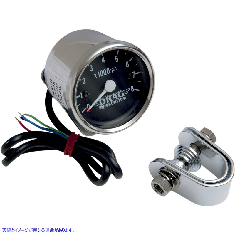 取寄せ 2.4ミニ電子8000 rpmタコメーター ドラッグスペシャリティーズ 2.4 Mini Electronic 8000 RPM Tachometer - Chrome Housing - Black Face 2211-0057 22110057