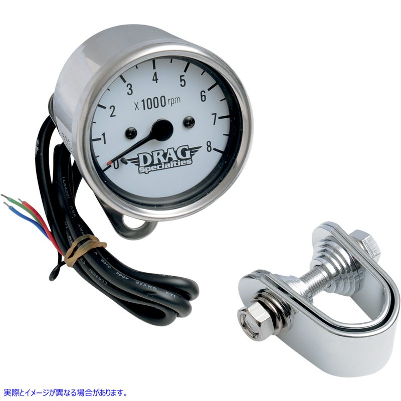 取寄せ 2.4ミニ電子8000 rpmタコメーター ドラッグスペシャリティーズ 2.4 Mini Electronic 8000 RPM Tachometer - Chrome Housing - White Face 2211-0058 22110058