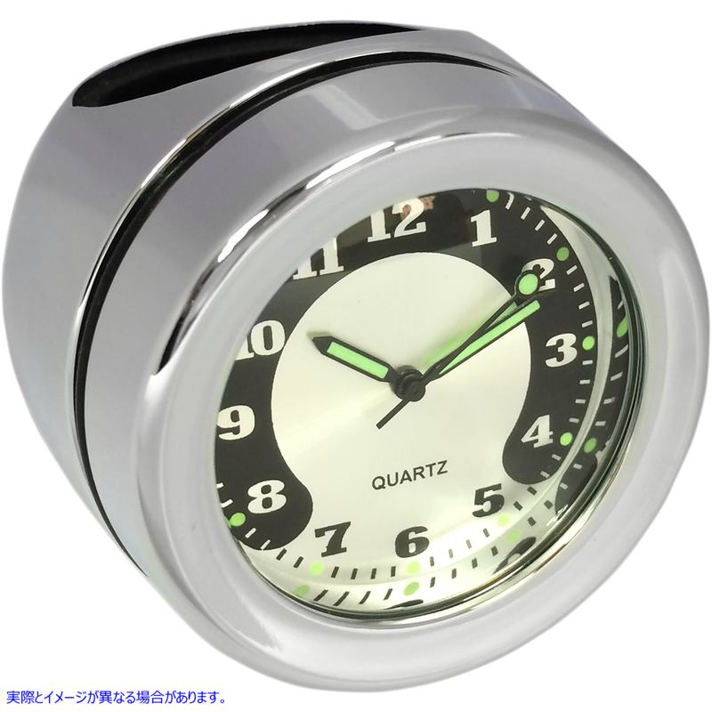 取寄せ 温度計/時計 ドラッグスペシャリティーズ Handlebar Mount Clock - Chrome - For 1.25 Bar 2212-0727 22120727