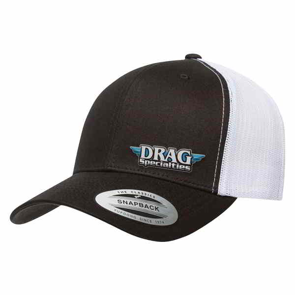 取寄せ ドラッグ スペシャリティーズ メッシュ スナップバック ハット ドラッグスペシャリティーズ Drag Specialties Mesh Snapback Hat - Black/White 25014045