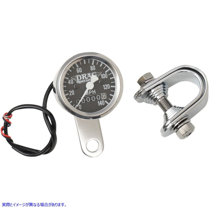 取寄せ 1-7/8 140 mphミニメカニカルスピードメーター ドラッグスペシャリティーズ Speedometer - Black - 2:1 Ratio - 1-7/8 7805-6843 78056843