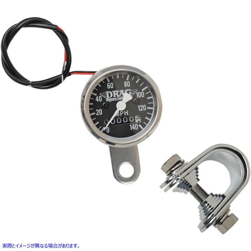 取寄せ 1-7/8 140 mphミニメカニカルスピードメーター ドラッグスペシャリティーズ Mini Speedometer - Black - 2240:60 Ratio - 1-7/8 7805-6845 78056845