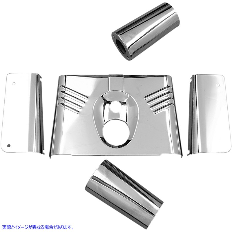 取寄せ フォーク缶 ドラッグスペシャリティーズ Fork Tins - Chrome - Ribbed - '86-'17 FLST - 5-Piece DS-222911 DS222911