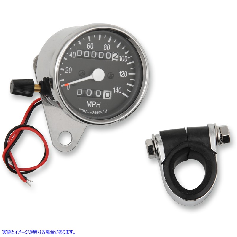 取寄せ 2.4ミニメカニカルスピードメーター ドラッグスペシャリティーズ 2.4 MPH Mini LED Mechanical Speedometer/Indicators/Trip - Chrome Housing - Black Face - 2:1 DS-243813 DS243813