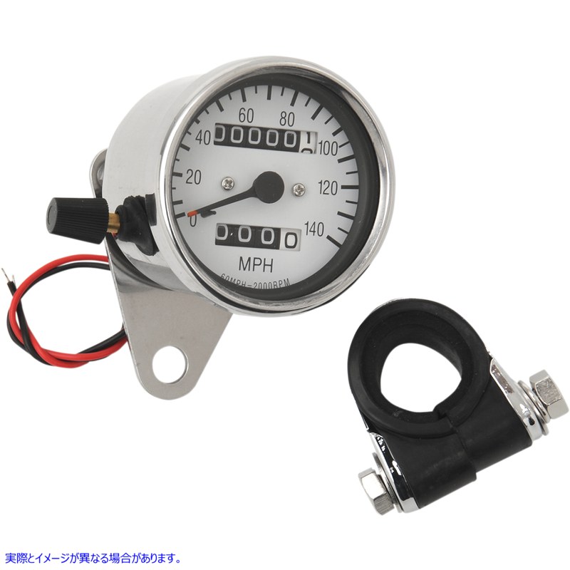 取寄せ 2.4ミニメカニカルスピードメーター ドラッグスペシャリティーズ 2.4 MPH Mini LED Mechanical Speedometer/Indicators/Trip - Chrome Housing - White Face - 2:1 DS-243836 DS243836