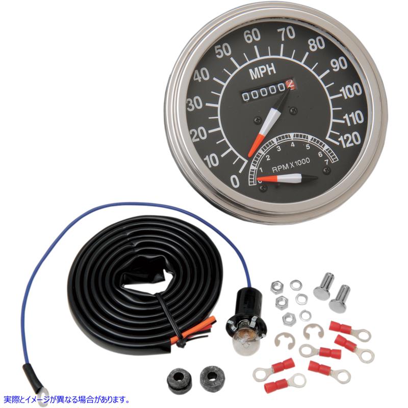 取寄せ 5 flスタイル2：1速度計 ドラッグスペシャリティーズ 5 MPH FL-Style 2:1 Speedometer with Tach - '68-'84 Black Face DS-243870 DS243870