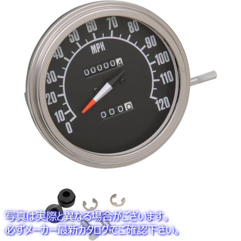 取寄せ 5 flスタイル2：1速度計 ドラッグスペシャリティーズ 5 MPH FL-Style 2:1 Speedometer with Tach - '68-'84 Black Face DS-243885 DS243885