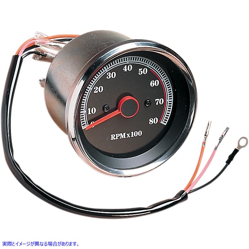 取寄せ 8000 rpm電子タコメーター ドラッグスペシャリティーズ 8000 RPM Electronic Tachometer - Stainless Housing Ring - Black Face DS-243939 DS243939