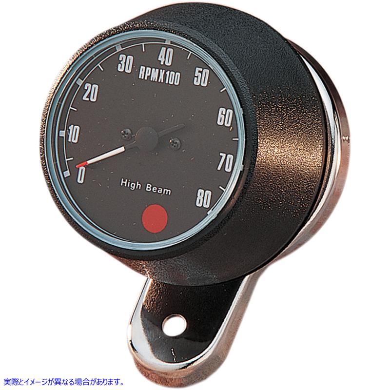 取寄せ 8000 rpmタコメーター ドラッグスペシャリティーズ 8000 RPM Mechanical Tachometer - Chromed Bracket - Black Face DS-243941 DS243941