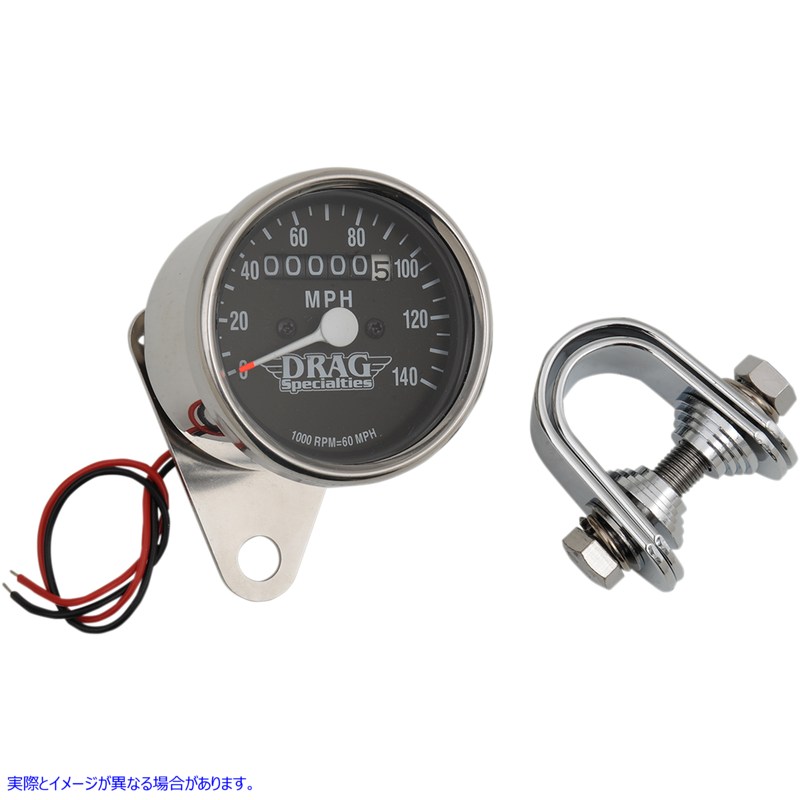 取寄せ 2.4ミニメカニカルスピードメーター ドラッグスペシャリティーズ 2.4 MPH Mini LED Mechanical Speedometer/Indicators - Chrome Housing - Black Face - 1:1 DS-244130 DS244130
