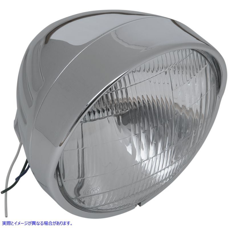 取寄せ Chromeカスタムスプリンガースタイルのヘッドライトアセンブリ ドラッグスペシャリティーズ Headlight with Visor 6-1/2 - Grooved DS280033 DS280033