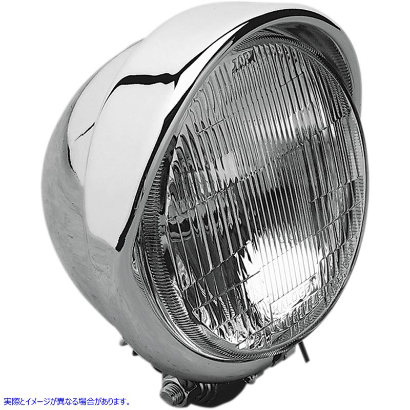 取寄せ 5-3/ 4クロムヘッドライトアセンブリ付きビルトインバイザー付き ドラッグスペシャリティーズ H-4 Headlight with Visor- 5-3/4 - Chrome DS-280095 DS280095