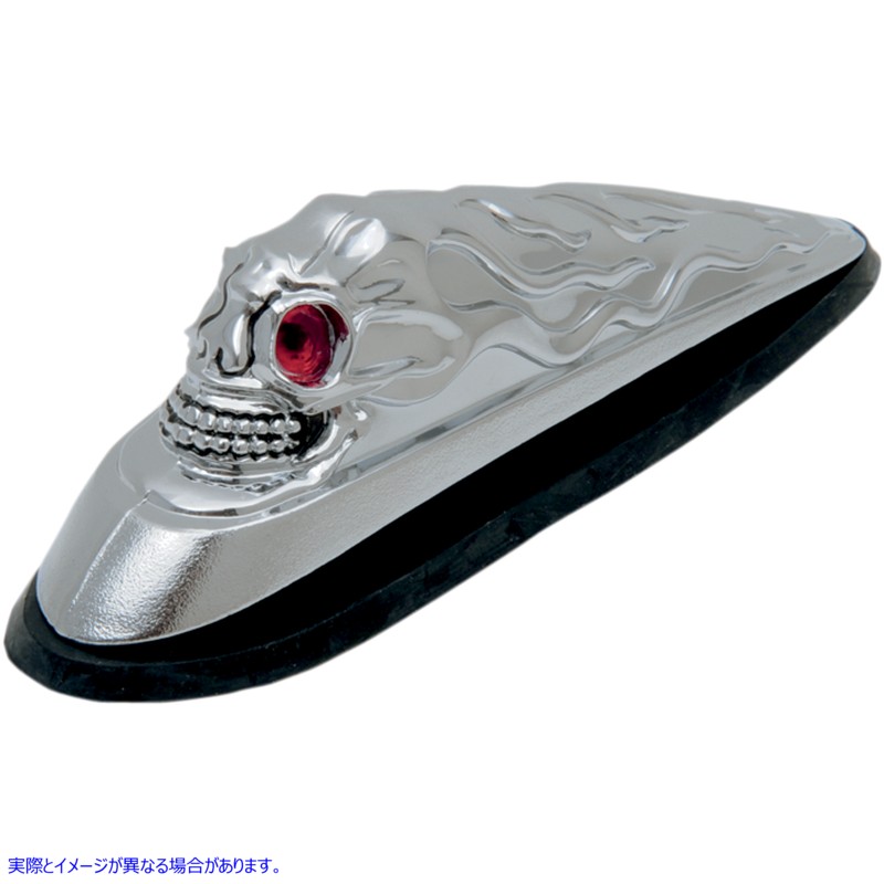 取寄せ 頭蓋骨のフロントフェンダー飾り ドラッグスペシャリティーズ Skull Head -Illuminated Eyes - Chrome DS-287533 DS287533