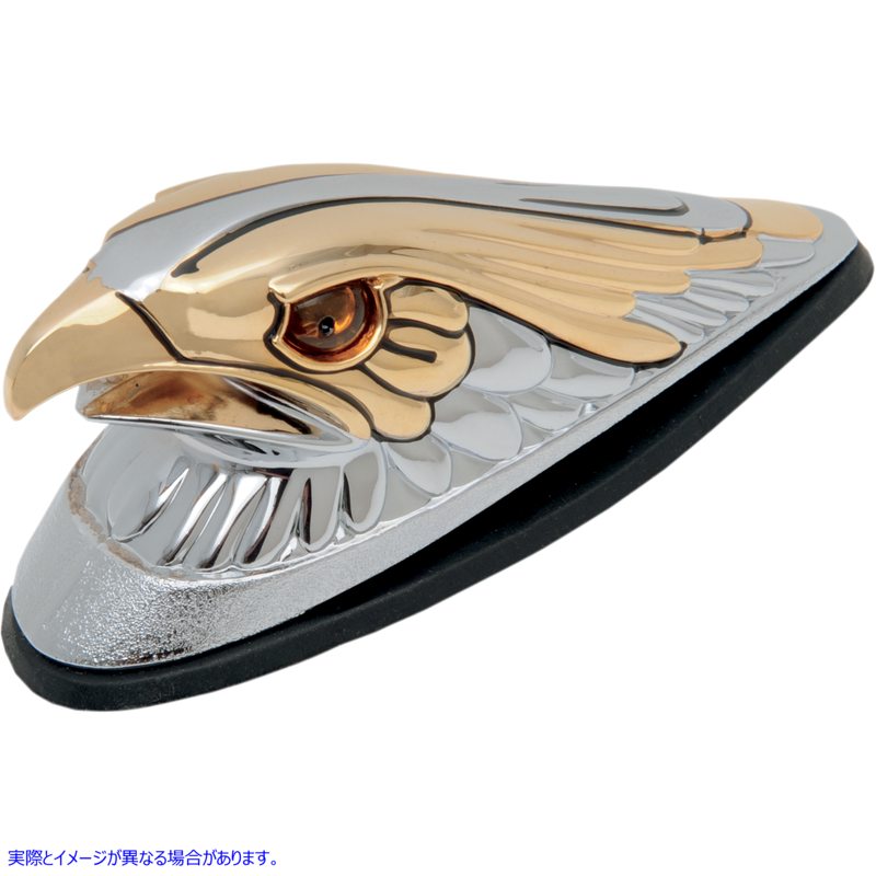 取寄せ イーグルヘッドフロントフェンダーオーナメント ドラッグスペシャリティーズ Gold Eagle Head with Lights - Amber Eyes - Large - Chrome DS-287552 DS287552