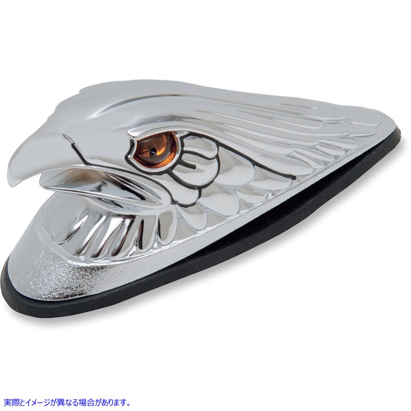 取寄せ イーグルヘッドフロントフェンダーオーナメント ドラッグスペシャリティーズ Eagle Head with Lights - Amber Eyes - Large - Chrome DS-287553 DS287553