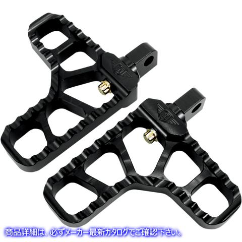 取寄せ アジャスタブル鋸歯状のビレットフットペグ ジョーカーマシーン Adjustable Serrated Footpegs - With Heel - Black 08-62-1B 16201150