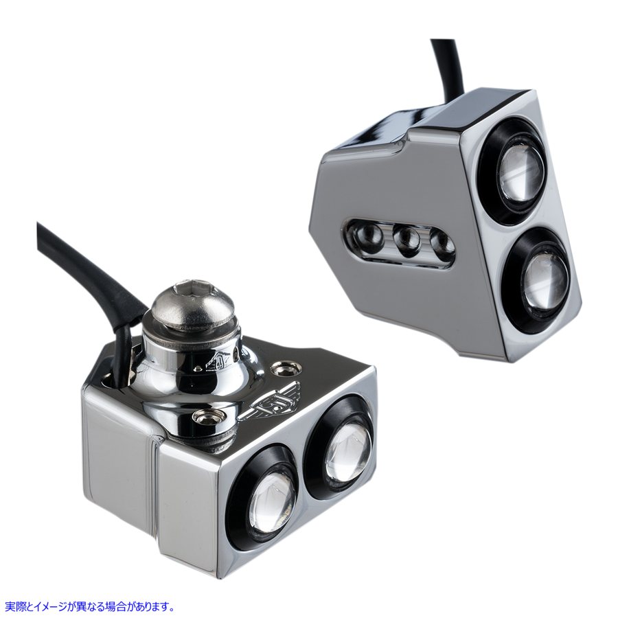 取寄せ ラットアイLEDターン信号 ジョーカーマシーン LED Side Mount Turn Signal - Chrome/Red 05-208-RC 20201298
