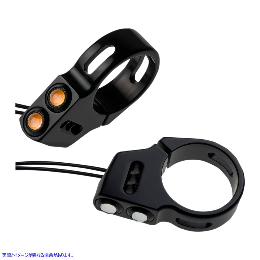 取寄せ ラットアイLEDフォークマウントターンシグナル ジョーカーマシーン Rat Eye LED Turn Signals - 49 mm - Black 05-200-3B 20201303