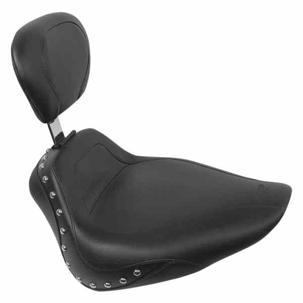 取寄せ バックレスト付きのスタッズされたスポーツソロシート マスタング Sport Seat - Studded - Driver's Backrest - FLST '05-'15 79489 08020495