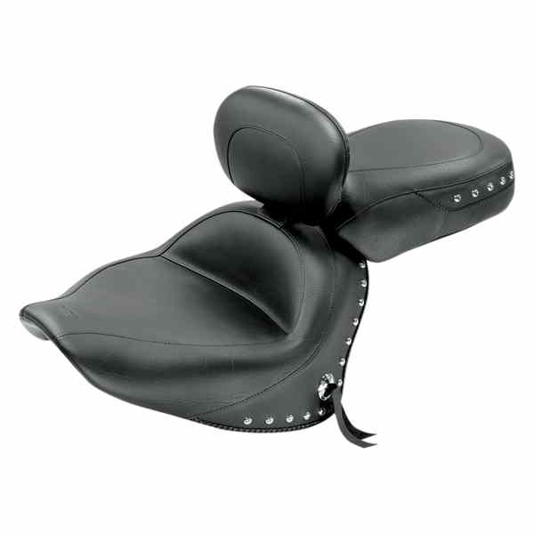 取寄せ ワイドツーリング2アップシート マスタング Seat - Wide Touring - With Driver Backrest - Two-Piece - Chrome Studded - Black w/Conchos 79476 08100538
