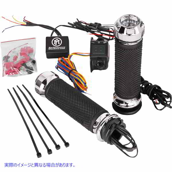 取寄せ 頂点加熱グリップ パフォーマンスマシーン (PM) Grips - Apex - Heated - Cable - Chrome 0063-2092-CH 06310276