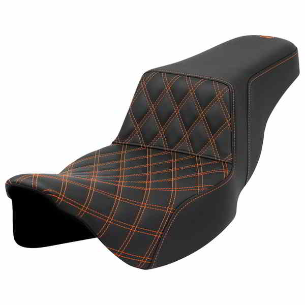 【並行輸入品】 サドルマン ステップアップシート - フロントラティスステッチ - オレンジステッチ - エクステンデッドリーチ - FLH/FLT 08-23 808-07E-17203 08011579