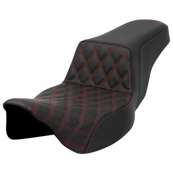 【並行輸入品】 サドルマン ステップアップシート - フロントラティスステッチ - レッドステッチ - エクステンデッドリーチ - FLH/FLT 08-23 808-07E-17204 08011580