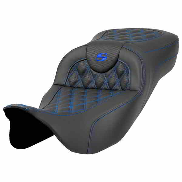 【並行輸入品】 サドルマン エクステンデッドリーチ ロードソファ シート - ラティスステッチ - ブルーステッチ - バックレストなし - FL 08-24 808-07B-18401 08011590