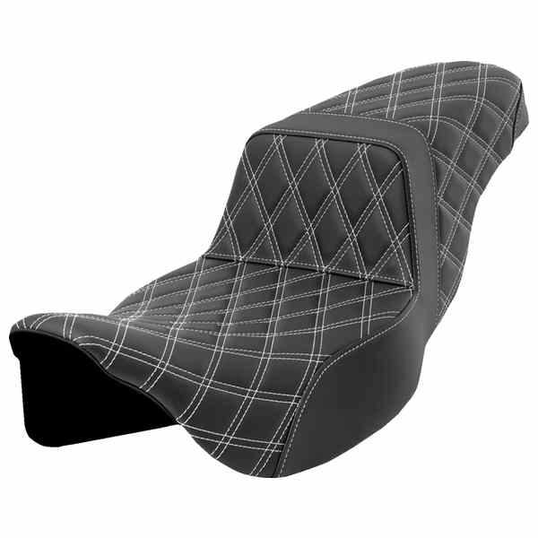 【並行輸入品】 サドルマン ステップアップシート - ラティスステッチ - ホワイトステッチ - エクステンデッドリーチ - FLH/FLT 08-23 808-07E-17506 08011604