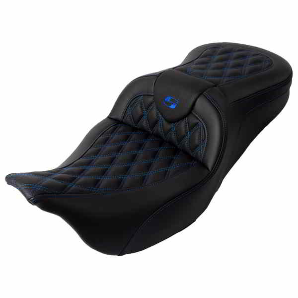 【並行輸入品】 サドルマン ロードソファ  シート - バックレスト付き - ブルーステッチ - FL 08-23 808-07B-182B1 08011605