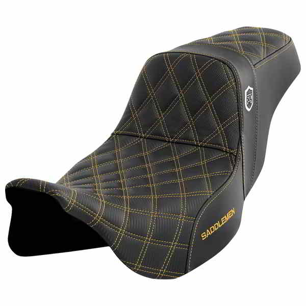 【並行輸入品】 サドルマン プロシリーズ SDC パフォーマンスシート - バックレストなし - ゴールドステッチ - FLH/FLT 08-23 SC80807GOL 08011657
