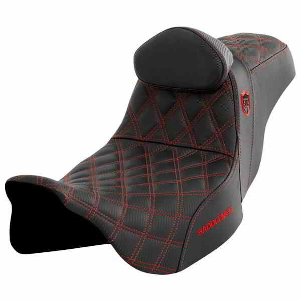 【並行輸入品】 サドルマン プロシリーズ SDC パフォーマンスシート - バックレスト付き - レッドステッチ - FLH/FLT 08-23 SC80807REDRT 08011665