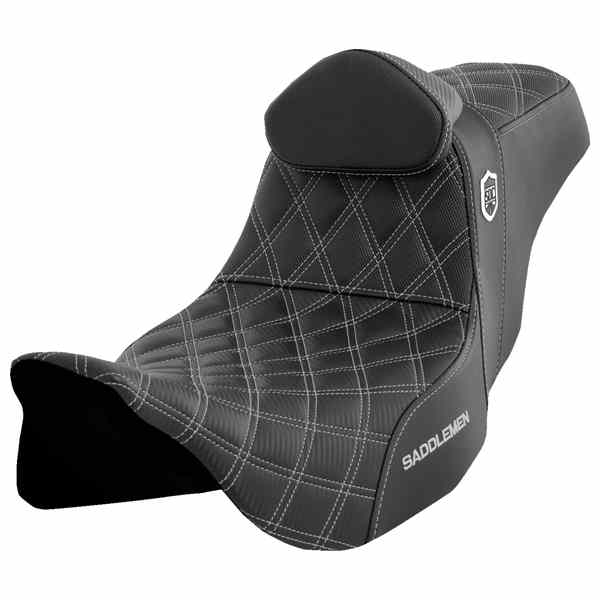 【並行輸入品】 サドルマン プロシリーズ SDC パフォーマンスシート - バックレスト付き - シルバーステッチ - FLH/FLT 08-23 SC80807SILRT 08011666