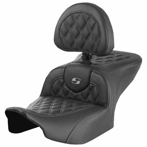 【並行輸入品】 サドルマン ロードソファ  シート - バックレスト付き - ラティスステッチ - グレーステッチ - FLTR/FLHX 23-24 823-07-182B2 08011720