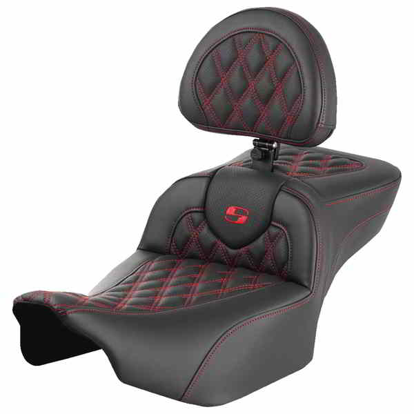 【並行輸入品】 サドルマン ロードソファ  エクステンデッドリーチシート - バックレスト付き - ラティスステッチ - レッドステッチ - FLTR/FLHX 23-24 823-07-184B4 08011734