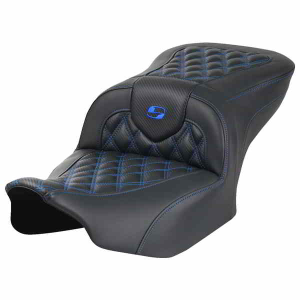 【並行輸入品】 サドルマン ロードソファ  シート - バックレストなし - カーボンファイバー - ラティスステッチ - ブルーステッチ - FLTR/FLHX 23-24 823-07-20601 08011780