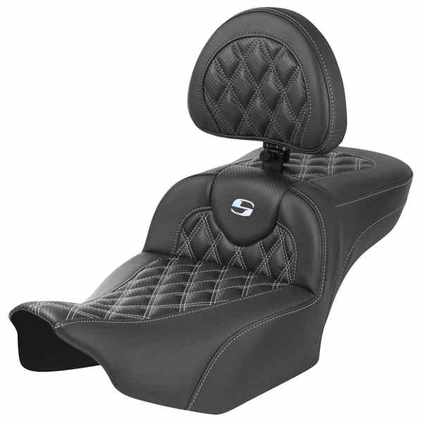 【並行輸入品】 サドルマン ロードソファ  エクステンデッドリーチシート - バックレスト付き - ラティスステッチ - シルバーステッチ - FLTR/FLHX 23-24 823-07-207B5 08011807