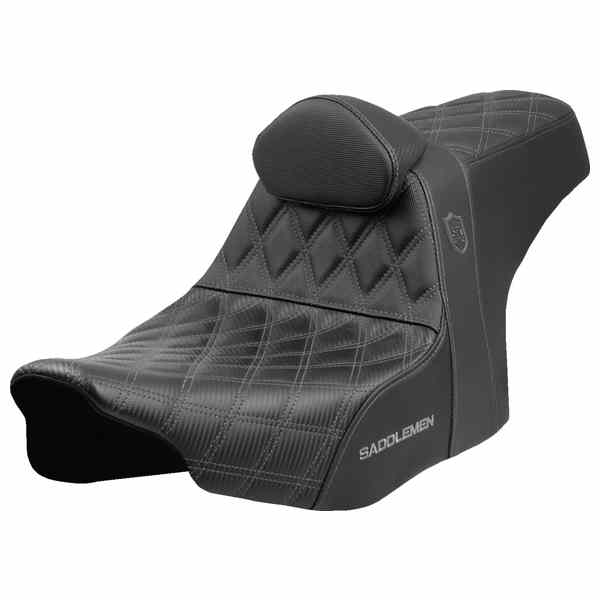 【並行輸入品】 サドルマン プロシリーズ SDC パフォーマンスシート - グレーステッチ - バックレスト付き - FLT/FLH 23-25 SC82307DB2 08012008