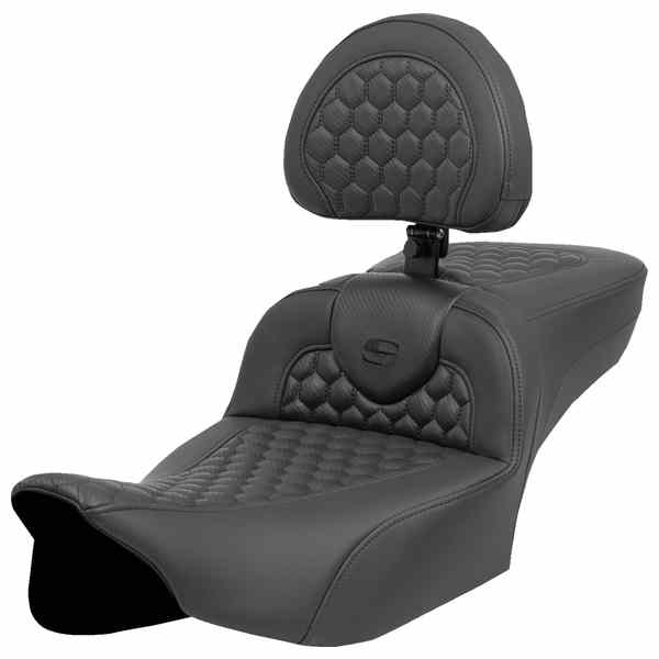 【並行輸入品】 サドルマン ヒーター付きロードソファ シート - エクステンデッドリーチ - ハニカムステッチ - バックレスト付き - FLT/FLH ’23-‘24 823-07-190C0 08012047