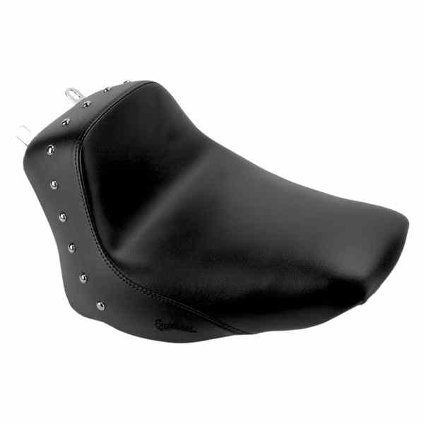 取寄せ ソロシートのかかと サドルマン Heels Down Solo Seat - Without Backrest - Studded - Black - FLSTC 806-15-0011 08020596