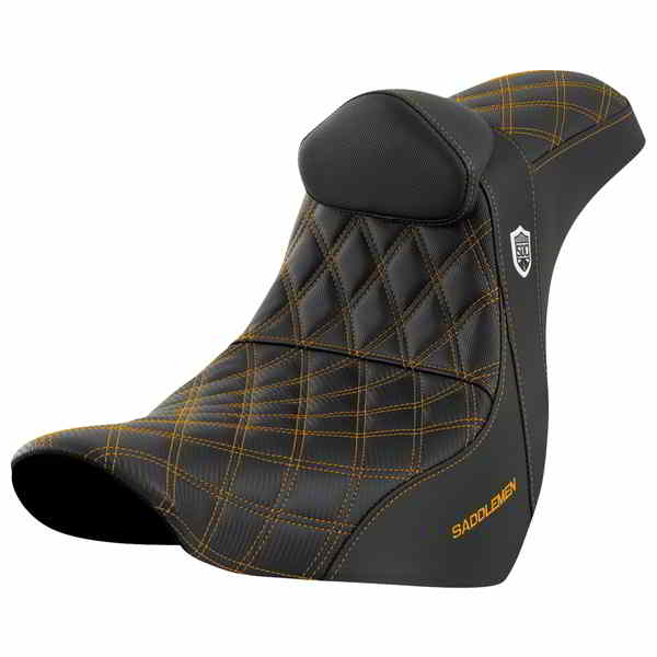 【並行輸入品】 サドルマン プロシリーズ SDC パフォーマンスシート - バックレスト付き - ゴールドステッチ - FL/FX 18-23 SC81829GOLRT 08021598