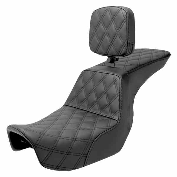 取寄せ ツアーステップアップシート サドルマン Tour Step-Up Seat - Rider Backrest - Full Lattice Stitch - Dyna '06-'17 806-04-195BR 08030700