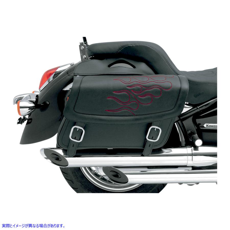 取寄せ ハイウェイマンタトゥーサドルバッグ サドルマン Flame Saddlebag - Dark Red - Jumbo X021-05-0425 35010250