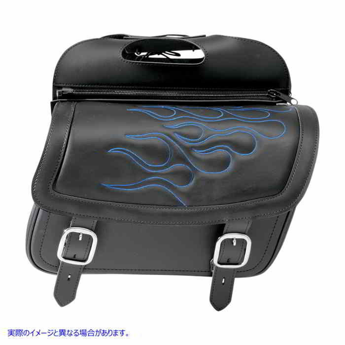 取寄せ ハイウェイマンタトゥーサドルバッグ サドルマン Flame Saddlebag - Blue - Large 3501-0773 35010773