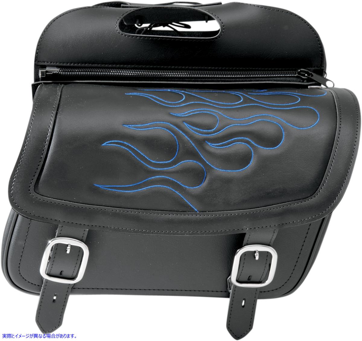 取寄せ ハイウェイマンタトゥーサドルバッグ サドルマン Flame Saddlebag - Blue - Jumbo 3501-0774 35010774