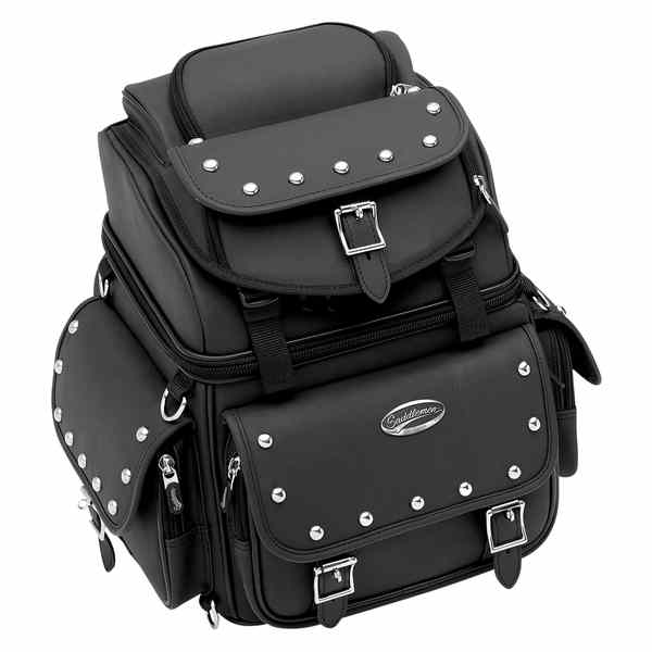 取寄せ BR1800EXSの組み合わせバックレスト、リアシート、およびシシーバーバッグ サドルマン Sissy Bar Bag - Black Studded 3515-0119 35150119